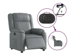 Poltrona|vidaxl Poltrona reclinável elétrica couro artificial Cinzento