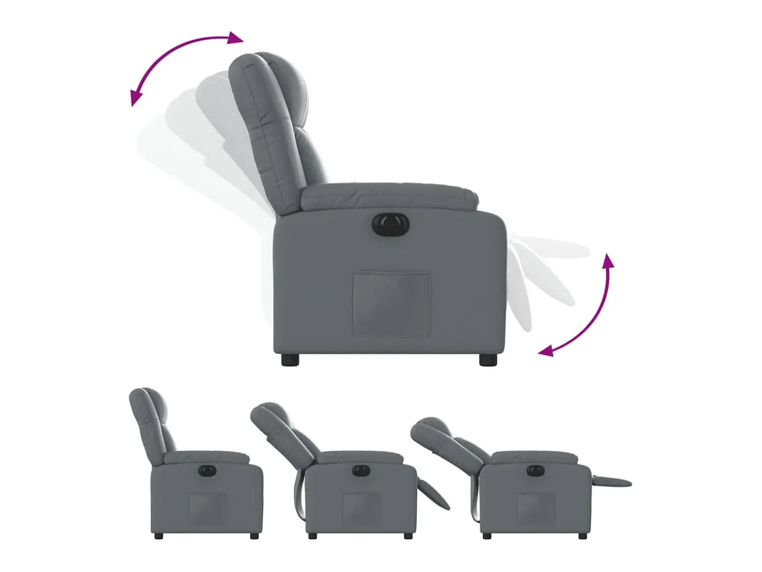 Poltrona|vidaxl Poltrona reclinável elétrica couro artificial Cinzento