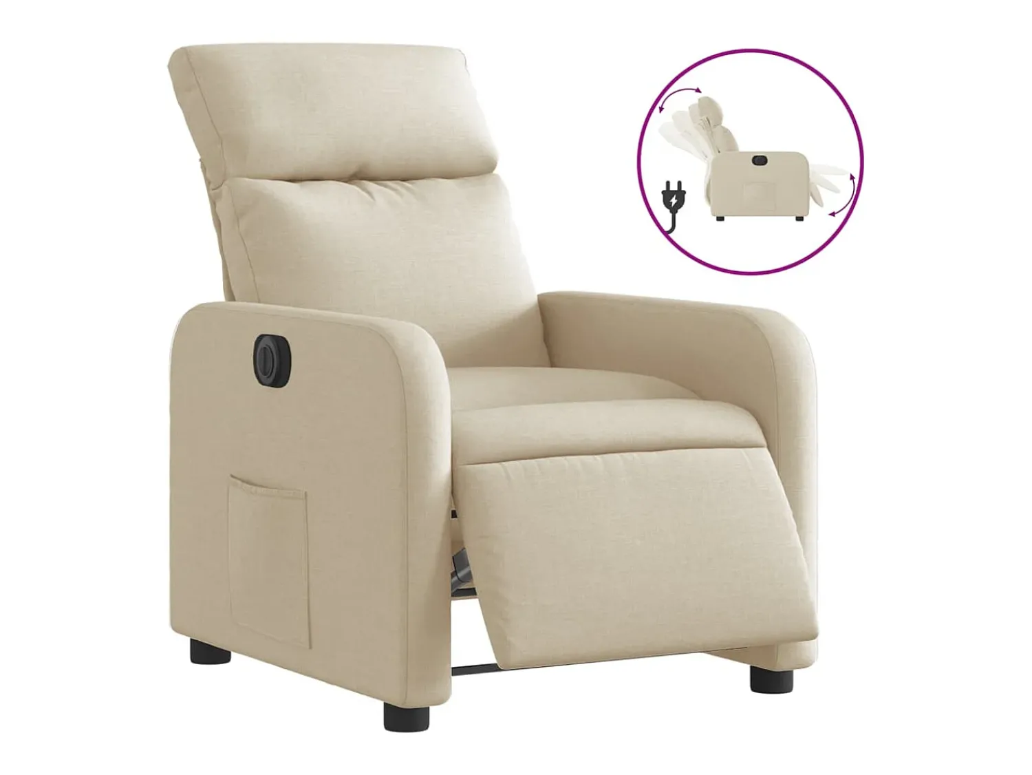 Outlet Poltrona reclinável elétrica tecido cor PT447741 Creme