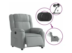 Outlet Poltrona reclinável elétrica tecido cinzento-claro PT275382 Cinzento claro
