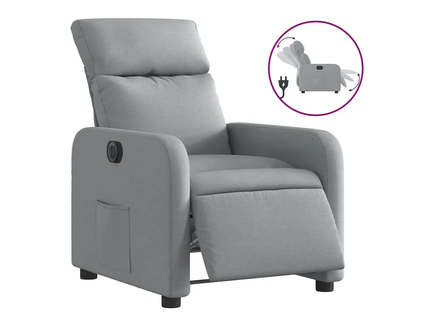 Sale Poltrona reclinável elétrica tecido cinzento-claro PT287423 Cinzento claro