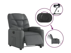 Poltrona|vidaxl Poltrona reclinável elétrica couro artificial Cinzento