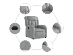 vidaxl Poltrona reclinável elétrica tecido -claro^ Poltrona