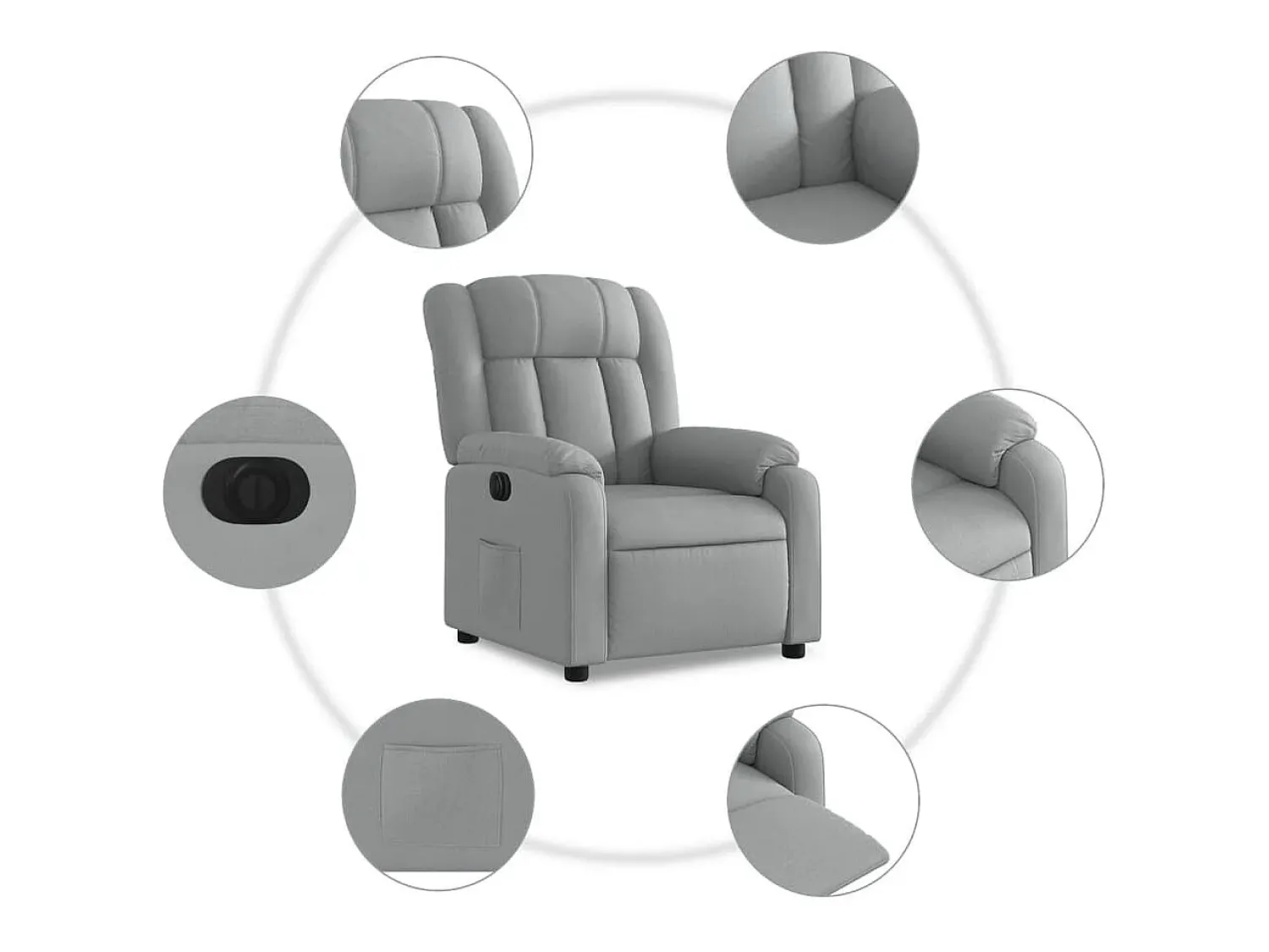 vidaxl Poltrona reclinável elétrica tecido -claro^ Poltrona