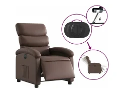 Hot vidaxl Poltrona reclinável elétrica couro artificial castanho Castanho chocolate