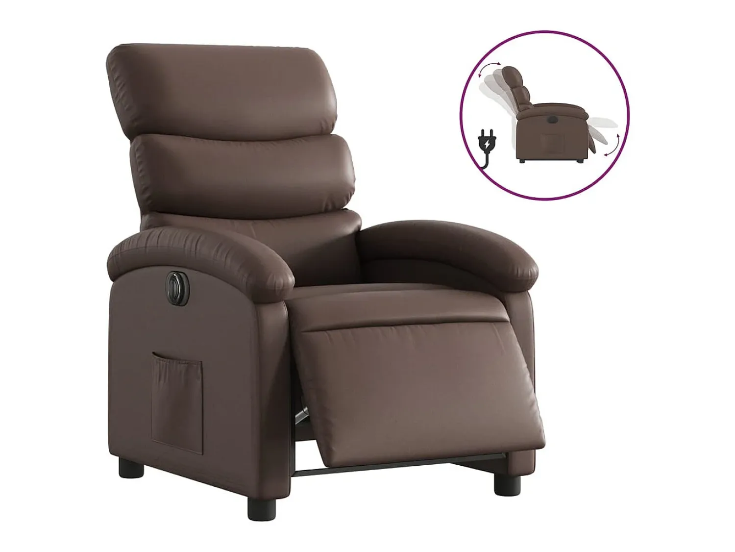 Hot vidaxl Poltrona reclinável elétrica couro artificial castanho Castanho chocolate
