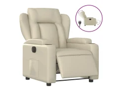 Poltrona| Poltrona reclinável elétrica couro artificial cor PT572707 Creme