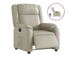 Poltrona|vidaxl Poltrona reclinável elétrica couro artificial cor Creme
