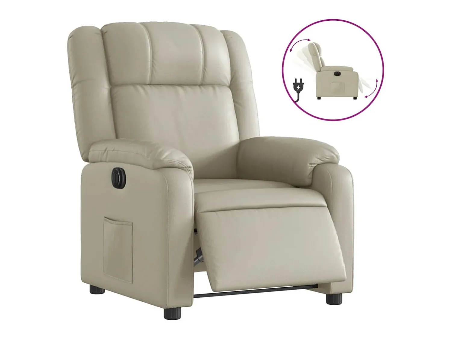 Poltrona|vidaxl Poltrona reclinável elétrica couro artificial cor Creme