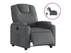 Poltrona* Poltrona reclinável elétrica couro artificial PT651860 Cinzento