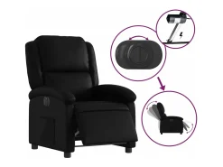 New vidaxl Poltrona reclinável elétrica couro artificial Preto