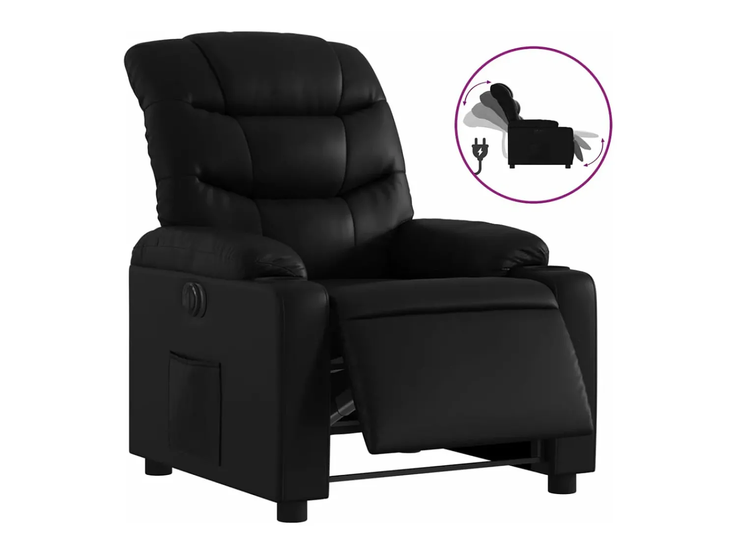 Poltrona| Poltrona reclinável elétrica couro artificial PT421720 Preto