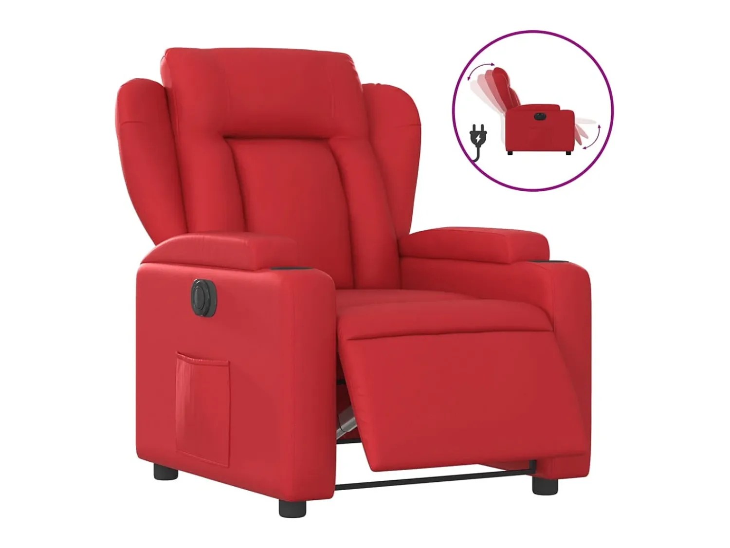 vidaxl Poltrona reclinável elétrica couro artificial Vermelho
