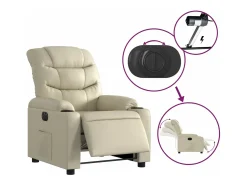 Best vidaxl Poltrona reclinável elétrica couro artificial cor Creme