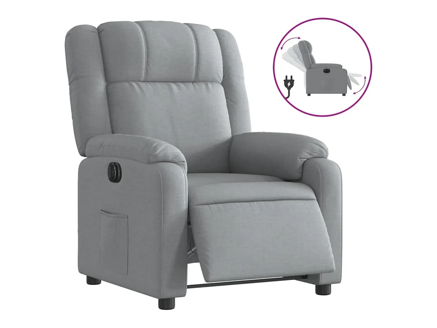 Poltrona*vidaxl Poltrona reclinável elétrica tecido -claro Cinzento