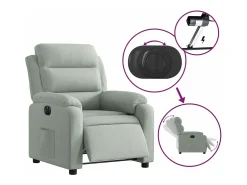 Poltrona| Poltrona reclinável elétrica veludo cinzento-claro PT162904 Cinzento claro