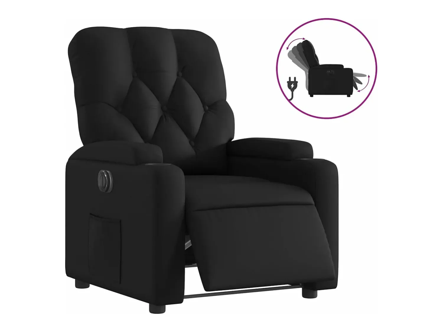 Poltrona* Poltrona reclinável elétrica couro artificial PT536633 Preto