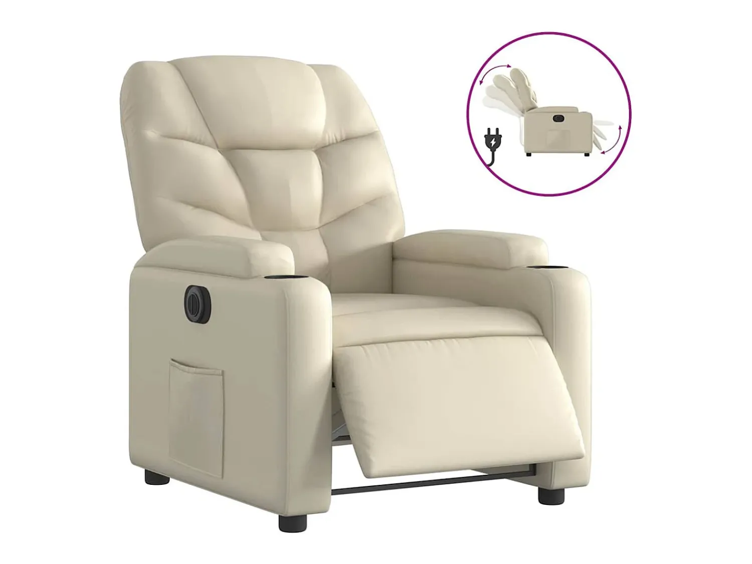 vidaxl Poltrona reclinável elétrica couro artificial cor^ Poltrona