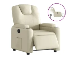 Best Poltrona reclinável elétrica couro artificial cor PT297729 Creme
