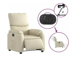 Poltrona| Poltrona reclinável elétrica couro artificial cor PT331545 Creme