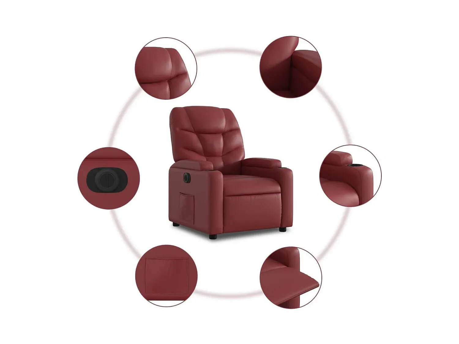 Poltrona|vidaxl Poltrona reclinável elétrica couro artificial tinto Vermelho