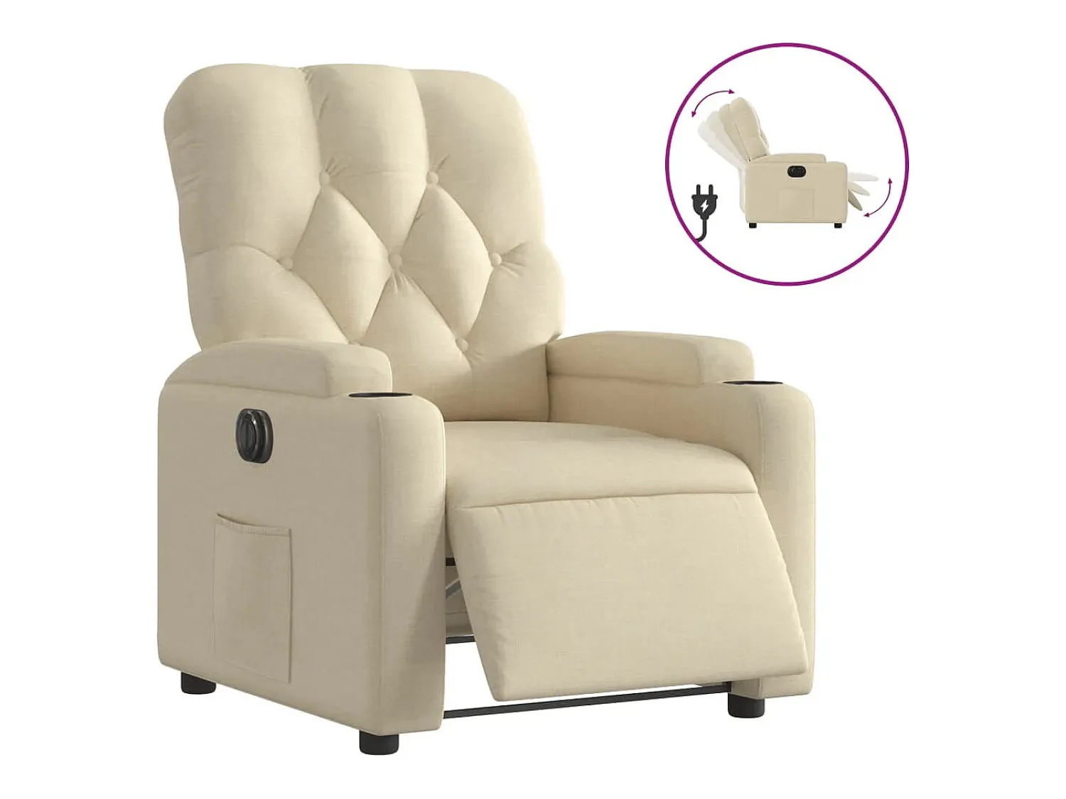 Poltrona|vidaxl Poltrona reclinável elétrica tecido cor Creme