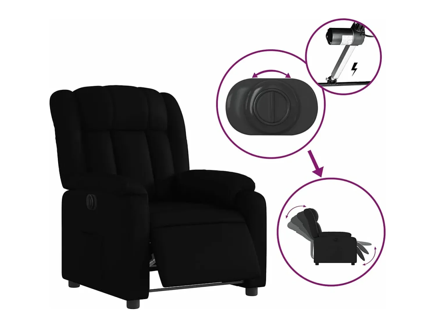 Discount Poltrona reclinável elétrica couro artificial PT194364 Preto