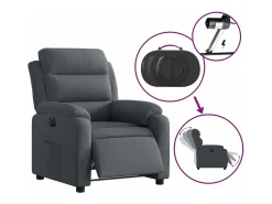 Best Poltrona reclinável elétrica veludo -escuro PT500254 Cinzento
