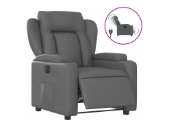 Poltrona| Poltrona reclinável elétrica couro artificial PT484361 Cinzento