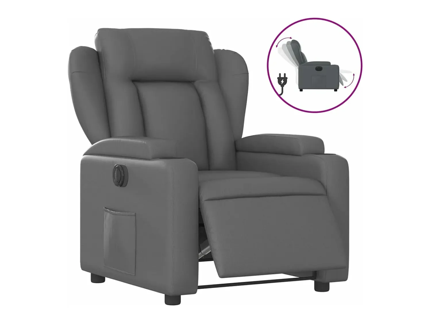 Poltrona| Poltrona reclinável elétrica couro artificial PT484361 Cinzento