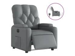 Poltrona reclinável elétrica couro artificial PT471656^ Poltrona