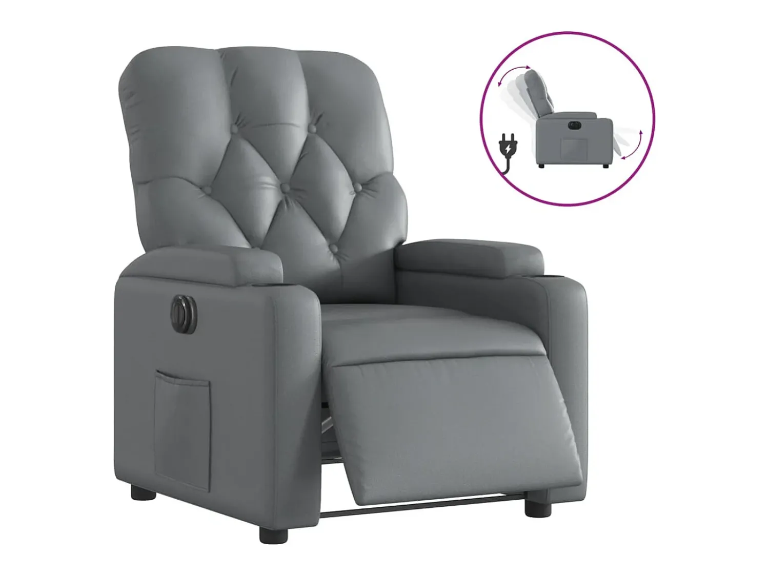 Poltrona reclinável elétrica couro artificial PT471656^ Poltrona