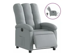 New Poltrona reclinável elétrica tecido cinzento-claro PT505859 Cinzento claro
