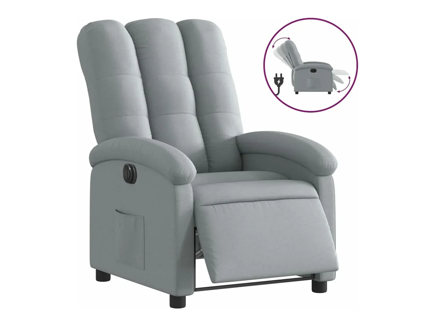 New Poltrona reclinável elétrica tecido cinzento-claro PT505859 Cinzento claro