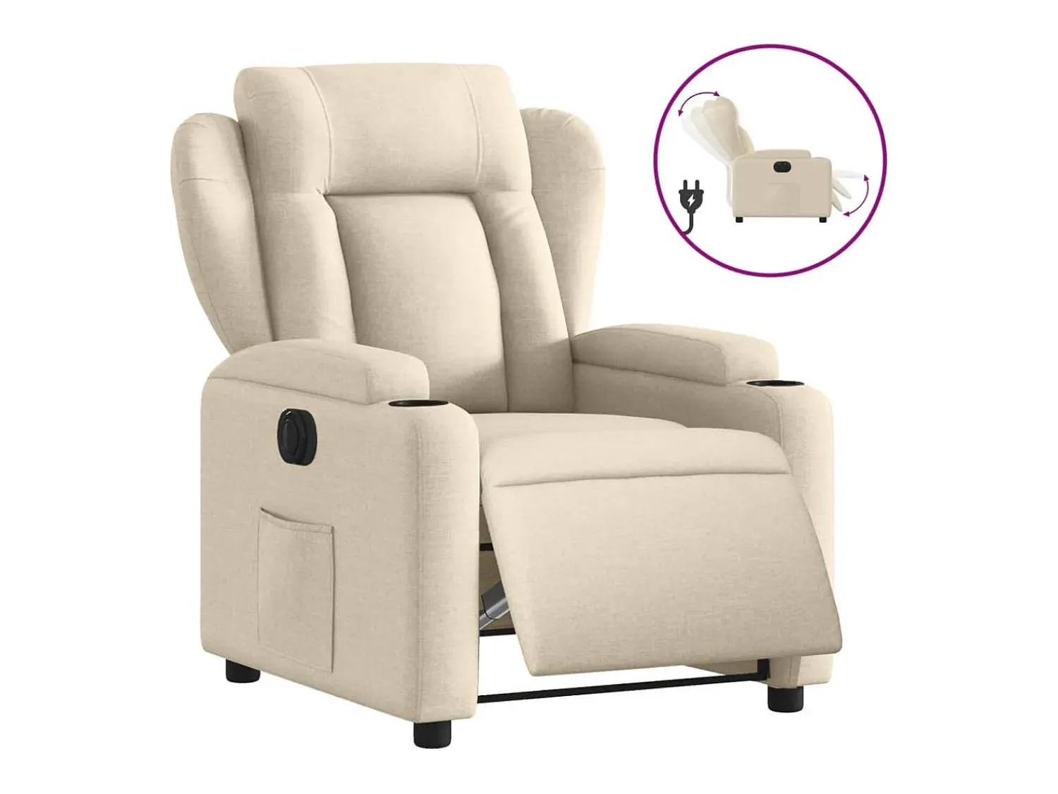 Poltrona* Poltrona reclinável elétrica tecido cor PT360007 Creme