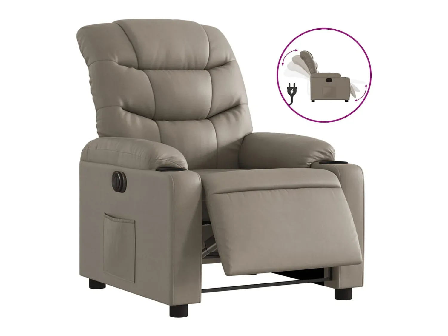 Poltrona|vidaxl Poltrona reclinável elétrica couro artificial cor cappuccino Castanho