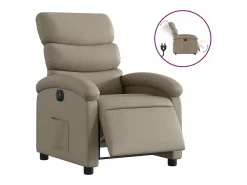 Poltrona reclinável elétrica couro artificial cor cappuccino PT168246^ Poltrona