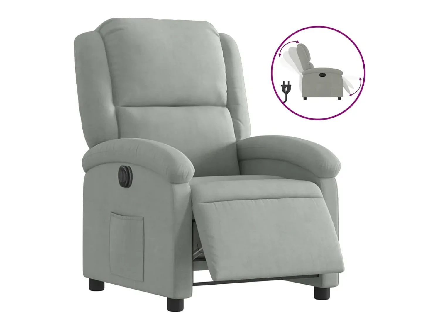 Poltrona*vidaxl Poltrona reclinável elétrica veludo -claro Cinzento