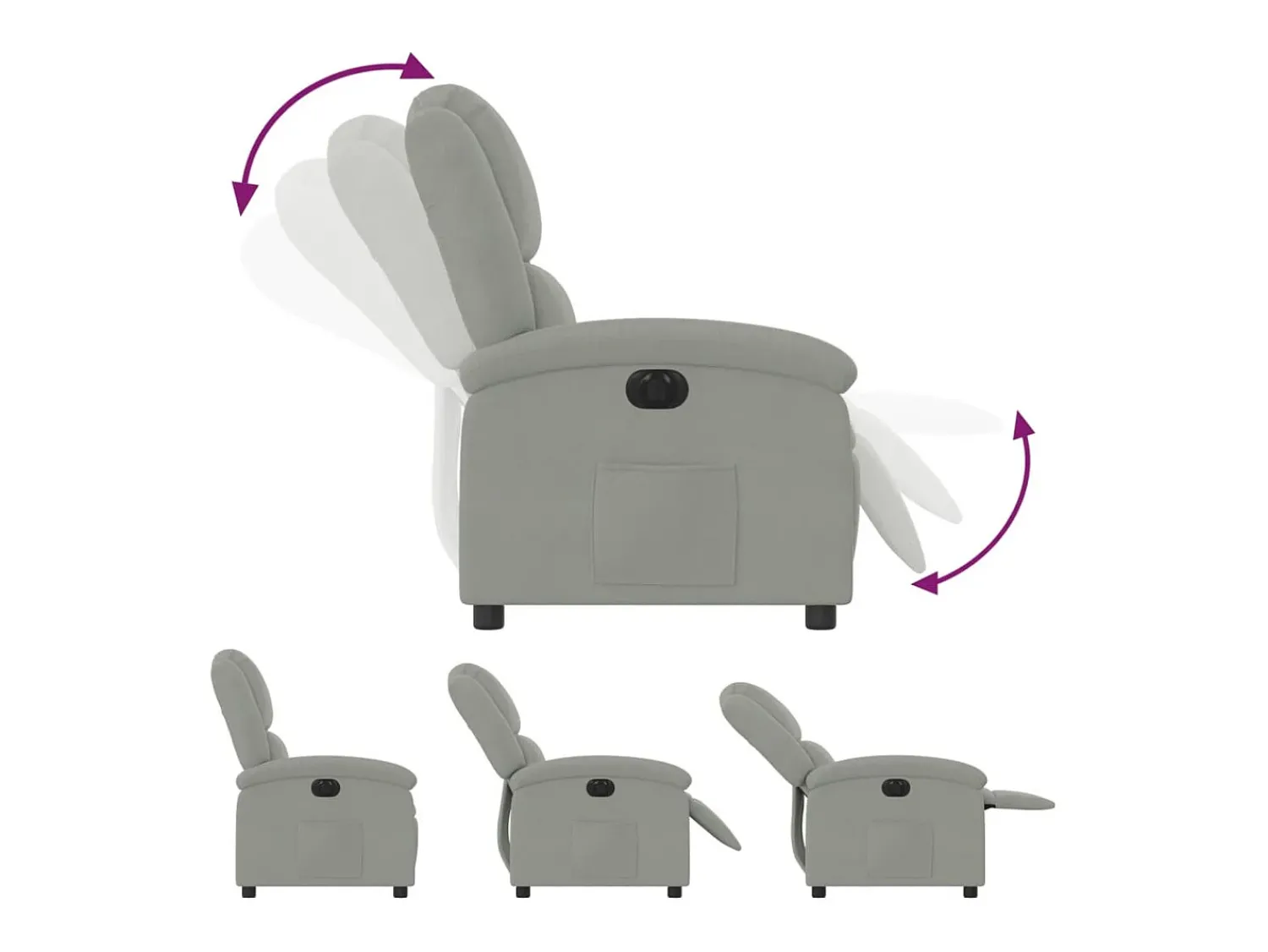 Poltrona*vidaxl Poltrona reclinável elétrica veludo -claro Cinzento