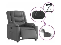Poltrona* Poltrona reclinável elétrica couro artificial PT726825 Cinzento