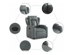Clearance vidaxl Poltrona reclinável elétrica couro artificial Cinzento