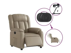 Poltrona|vidaxl Poltrona reclinável elétrica couro artificial cor cappuccino Castanho
