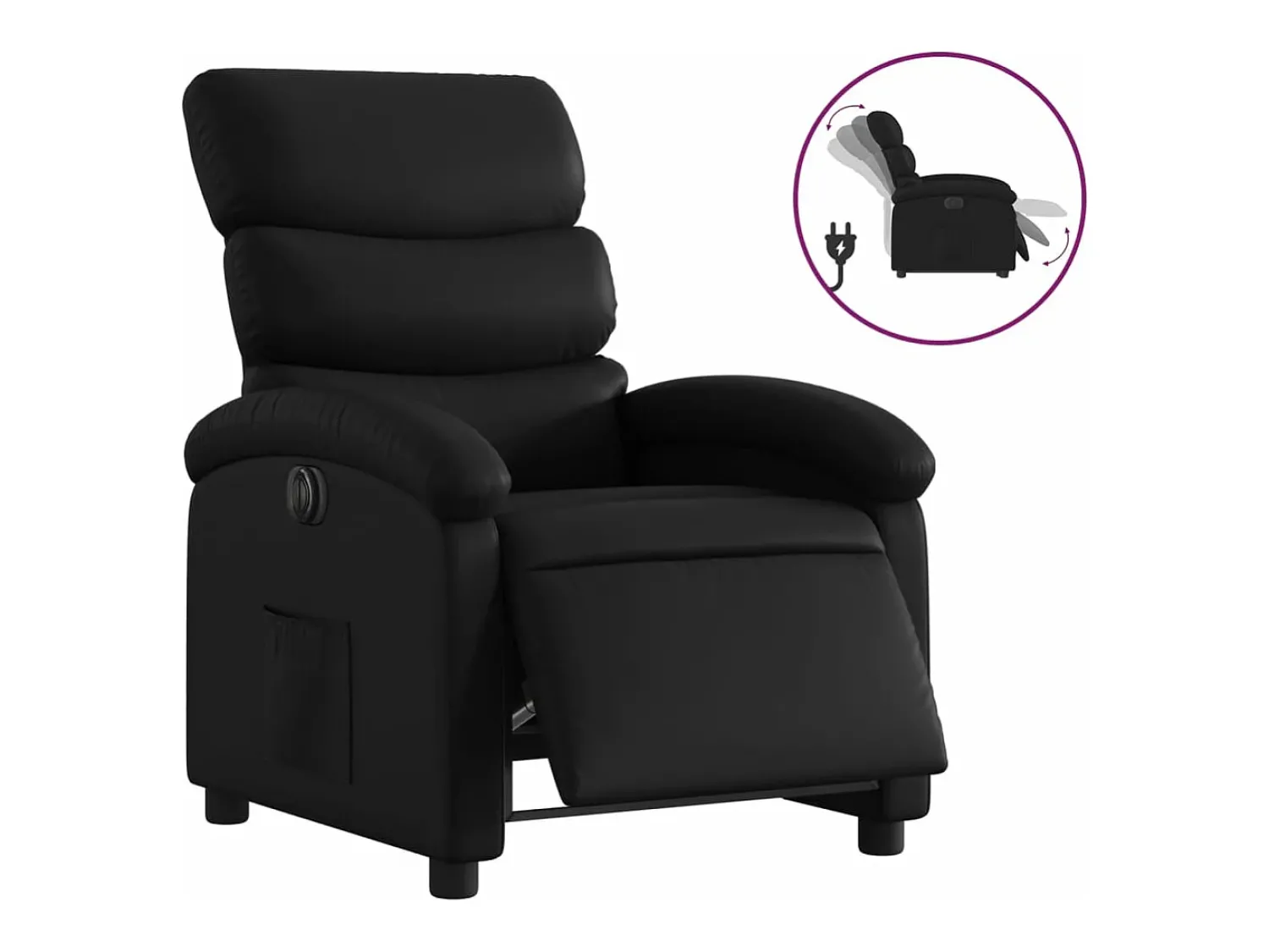 Poltrona* Poltrona reclinável elétrica couro artificial PT852466 Preto