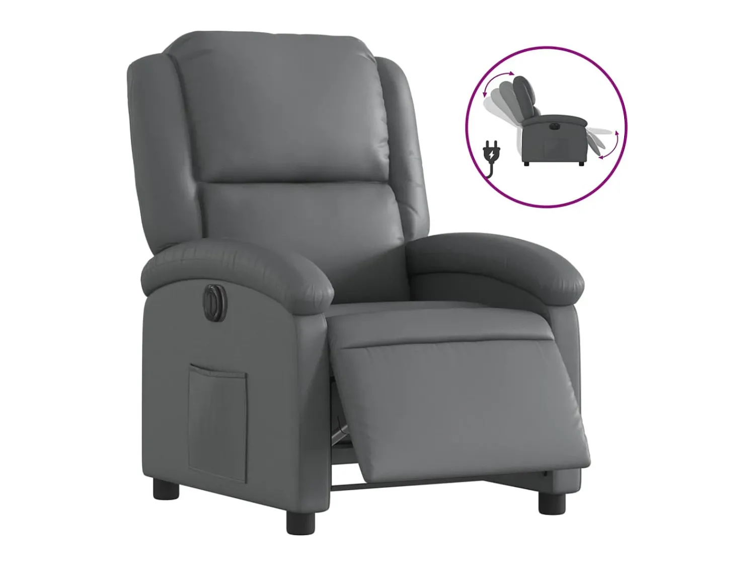 Discount Poltrona reclinável elétrica couro artificial PT766152 Cinzento
