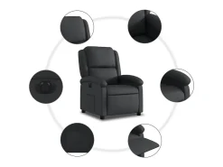 Online vidaxl Poltrona reclinável elétrica couro genuíno Preto