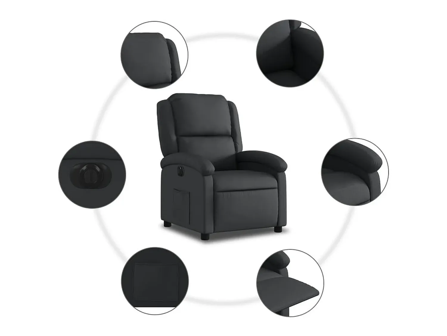 Online vidaxl Poltrona reclinável elétrica couro genuíno Preto