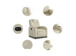 Poltrona|vidaxl Poltrona reclinável elétrica couro artificial cor Creme
