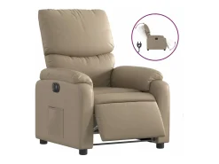 Poltrona reclinável elétrica couro artificial cor cappuccino PT958305 Castanho