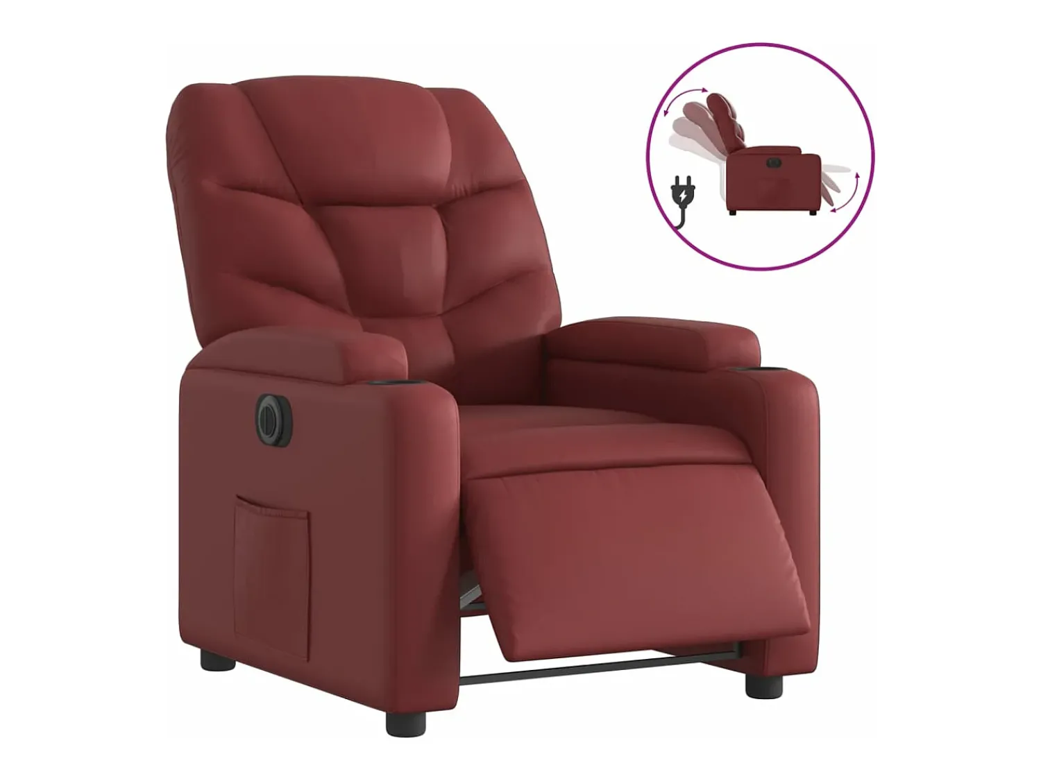 Poltrona| Poltrona reclinável elétrica couro artificial tinto PT862404 Vermelho