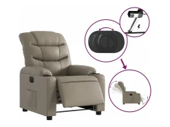 Poltrona| Poltrona reclinável elétrica couro artificial cor cappuccino PT380128 Castanho